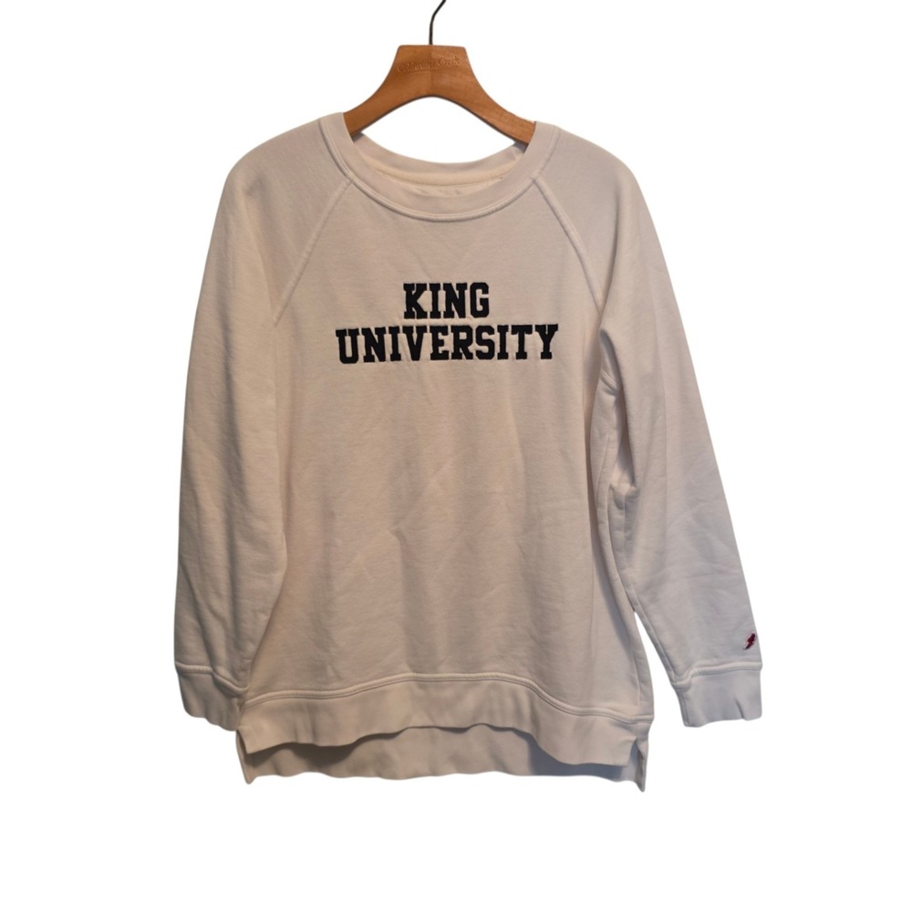 King University Sweatshirt League White With Black Embroidery Unisex Large